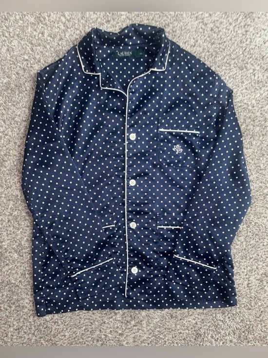 Ralph Lauren Other - Lauren Ralph Lauren Polka Dot Pajama Top ✨ Navy Button Down Lounge Shirt XS